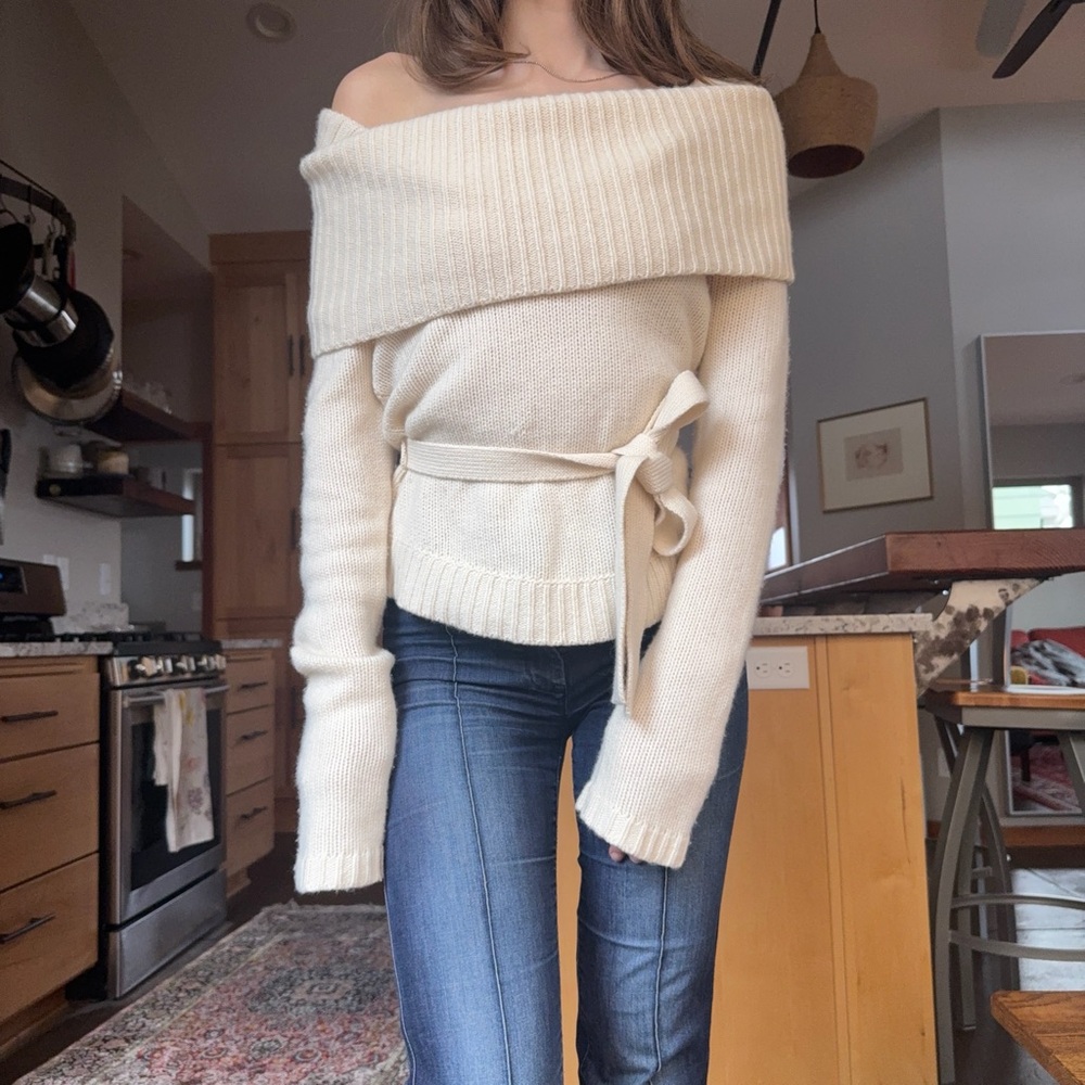 vintage ballet core cashmere cream off shoulder sweater small theory - Picture 3 of 6